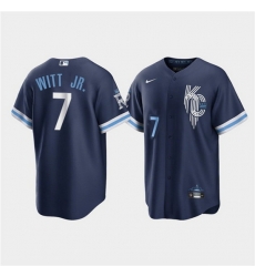 Men Kansas City Royals 7 Bobby Witt Jr 2022 Navy City Connect Cool Base Stitched Jerse Men Kansas City Royals 7 Bobby Witt Jr 2022 Navy City Connect Cool Base Stitched Jerse