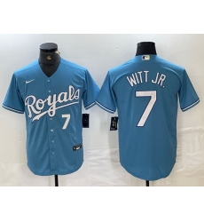 Men Kansas City Royals 7 Bobby Witt Jr Light Blue 2024 Alternate Limited Stitched Baseball Jersey Men Kansas City Royals 7 Bobby Witt Jr Light Blue 2024 Alternate Limited Stitched Baseball Jersey