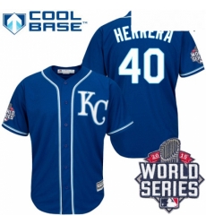 Mens Majestic Kansas City Royals 40 Kelvin Herrera Replica Blue Alternate 2 Cool Base 2015 World Series Patch MLB Jersey Mens Majestic Kansas City Royals 40 Kelvin Herrera Replica Blue Alternate 2 Cool Base 2015 World Series Patch MLB Jersey