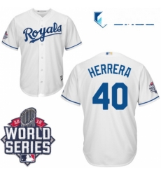 Mens Majestic Kansas City Royals 40 Kelvin Herrera Replica White Home Cool Base 2015 World Series Patch MLB Jersey Mens Majestic Kansas City Royals 40 Kelvin Herrera Replica White Home Cool Base 2015 World Series Patch MLB Jersey