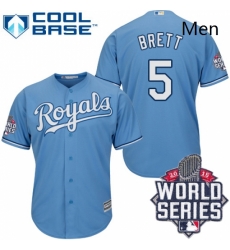 Mens Majestic Kansas City Royals 5 George Brett Authentic Light Blue Alternate 1 Cool Base 2015 World Series Patch MLB Jersey Mens Majestic Kansas City Royals 5 George Brett Authentic Light Blue Alternate 1 Cool Base 2015 World Series Patch MLB Jersey