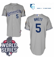 Mens Majestic Kansas City Royals 5 George Brett Replica Grey Road Cool Base 2015 World Series Mens Majestic Kansas City Royals 5 George Brett Replica Grey Road Cool Base 2015 World Series