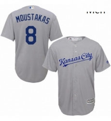 Mens Majestic Kansas City Royals 8 Mike Moustakas Replica Grey Road Cool Base MLB Jersey Mens Majestic Kansas City Royals 8 Mike Moustakas Replica Grey Road Cool Base MLB Jersey