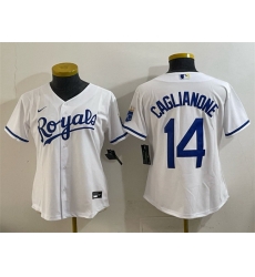 Women Kansas City Royals 14 Jac Caglianone White Cool Base Stitched Jersey