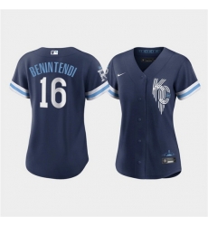 Women Kansas City Royals 16 Andrew Benintendi 2022 Navy City Connect Cool Base Stitched Jersey Women Kansas City Royals 16 Andrew Benintendi 2022 Navy City Connect Cool Base Stitched Jersey