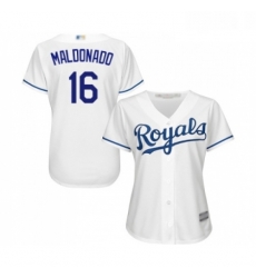Womens Kansas City Royals 16 Martin Maldonado Replica White Home Cool Base Baseball Jersey Womens Kansas City Royals 16 Martin Maldonado Replica White Home Cool Base Baseball Jersey