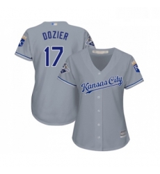 Womens Kansas City Royals 17 Hunter Dozier Replica Grey Road Cool Base Baseball Jersey Womens Kansas City Royals 17 Hunter Dozier Replica Grey Road Cool Base Baseball Jersey