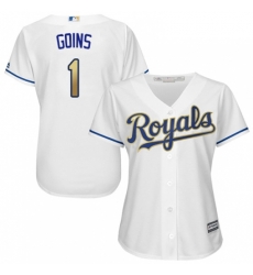 Womens Majestic Kansas City Royals 1 Ryan Goins Replica White Home Cool Base MLB Jersey Womens Majestic Kansas City Royals 1 Ryan Goins Replica White Home Cool Base MLB Jersey