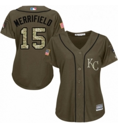 Womens Majestic Kansas City Royals 15 Whit Merrifield Authentic Green Salute to Service MLB Jersey Womens Majestic Kansas City Royals 15 Whit Merrifield Authentic Green Salute to Service MLB Jersey