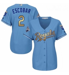 Womens Majestic Kansas City Royals 2 Alcides Escobar Authentic Light Blue 2015 World Series Champions Gold Program Cool Base MLB Jersey Womens Majestic Kansas City Royals 2 Alcides Escobar Authentic Light Blue 2015 World Series Champions Gold Program Cool Base MLB Jersey