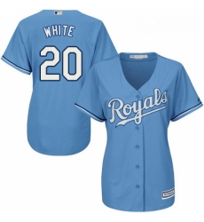 Womens Majestic Kansas City Royals 20 Frank White Replica Light Blue Alternate 1 Cool Base MLB Jersey Womens Majestic Kansas City Royals 20 Frank White Replica Light Blue Alternate 1 Cool Base MLB Jersey
