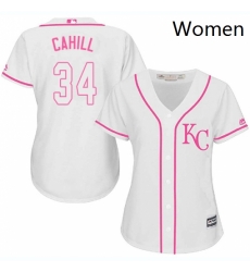 Womens Majestic Kansas City Royals 34 Trevor Cahill Authentic White Fashion Cool Base MLB Jersey Womens Majestic Kansas City Royals 34 Trevor Cahill Authentic White Fashion Cool Base MLB Jersey