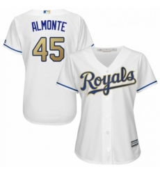 Womens Majestic Kansas City Royals 45 Abraham Almonte Replica White Home Cool Base MLB Jersey Womens Majestic Kansas City Royals 45 Abraham Almonte Replica White Home Cool Base MLB Jersey