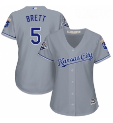 Womens Majestic Kansas City Royals 5 George Brett Replica Grey Road Cool Base MLB Jersey Womens Majestic Kansas City Royals 5 George Brett Replica Grey Road Cool Base MLB Jersey