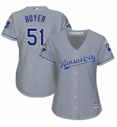Womens Majestic Kansas City Royals 51 Blaine Boyer Replica Grey Road Cool Base MLB Jersey Womens Majestic Kansas City Royals 51 Blaine Boyer Replica Grey Road Cool Base MLB Jersey