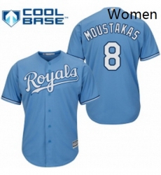 Womens Majestic Kansas City Royals 8 Mike Moustakas Replica Light Blue Alternate 1 Cool Base MLB Jersey Womens Majestic Kansas City Royals 8 Mike Moustakas Replica Light Blue Alternate 1 Cool Base MLB Jersey
