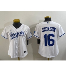 Youth Kansas City Royals 16 Bo Jackson White Cool Base Stitched Baseball Jersey