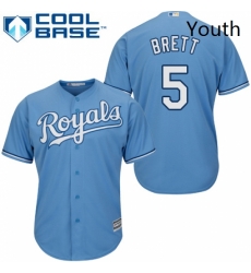 Youth Majestic Kansas City Royals 5 George Brett Replica Light Blue Alternate 1 Cool Base MLB Jersey Youth Majestic Kansas City Royals 5 George Brett Replica Light Blue Alternate 1 Cool Base MLB Jersey
