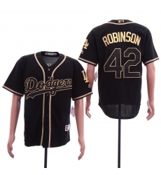 Dodgers 42 Jackie Robinson Black Gold Cool Base Jersey Dodgers 42 Jackie Robinson Black Gold Cool Base Jersey