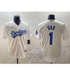 Men Los Angeles Dodgers 1 Dad White Cool Base Stitched Baseball Jersey