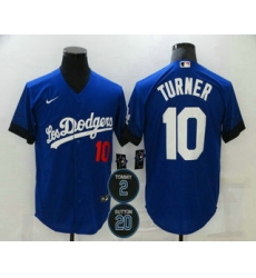 Men Los Angeles Dodgers 10 Justin Turner Blue 2 20 Patch City Connect Number Cool Base Stitched Jersey Men Los Angeles Dodgers 10 Justin Turner Blue 2 20 Patch City Connect Number Cool Base Stitched Jersey