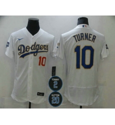 Men Los Angeles Dodgers 10 Justin Turner White Gold 2 20 Patch Stitched MLB Flex Base Nike Jersey Men Los Angeles Dodgers 10 Justin Turner White Gold 2 20 Patch Stitched MLB Flex Base Nike Jersey