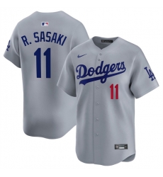 Men Los Angeles Dodgers 11 Roki Sasaki Grey 2025 Alternate Limited Stitched Baseball Jersey Men Los Angeles Dodgers 11 Roki Sasaki Grey 2025 Alternate Limited Stitched Baseball Jersey