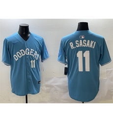 Men Los Angeles Dodgers 11 Roki Sasaki Light Blue Limited Stitched Baseball Jersey Men Los Angeles Dodgers 11 Roki Sasaki Light Blue Limited Stitched Baseball Jersey