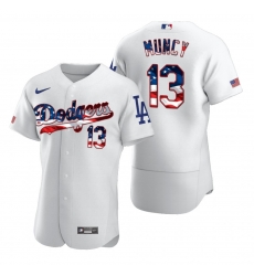 Men Los Angeles Dodgers 13 Max Muncy Men Nike White Fluttering USA Flag Limited Edition Flex Base MLB Jersey Men Los Angeles Dodgers 13 Max Muncy Men Nike White Fluttering USA Flag Limited Edition Flex Base MLB Jersey