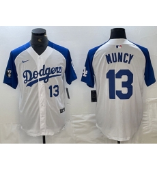Men Los Angeles Dodgers 13 Max Muncy White Blue Vin Patch Cool Base Stitched Baseball Jersey 1 Men Los Angeles Dodgers 13 Max Muncy White Blue Vin Patch Cool Base Stitched Baseball Jersey 1