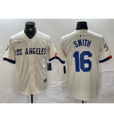 Men Los Angeles Dodgers 16 Will Smith Cream Stitched Baseball Jersey Men Los Angeles Dodgers 16 Will Smith Cream Stitched Baseball Jersey