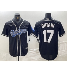 Men Los Angeles Dodgers 17 Shohei Ohtani Black Cool Base With Patch Stitched Baseball Jersey II Men Los Angeles Dodgers 17 Shohei Ohtani Black Cool Base With Patch Stitched Baseball Jersey II