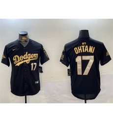Men Los Angeles Dodgers 17 Shohei Ohtani Black Gold 2024 World Series Champions With Fernando Memorial Patch Limited Stitched Baseball Jersey Men Los Angeles Dodgers 17 Shohei Ohtani Black Gold 2024 World Series Champions With Fernando Memorial Patch Limited Stitched Baseball Jersey