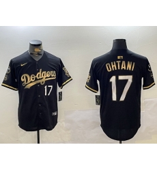 Men Los Angeles Dodgers 17 Shohei Ohtani Black Gold World Series Champions Cool Base Stitched Baseball Jersey Men Los Angeles Dodgers 17 Shohei Ohtani Black Gold World Series Champions Cool Base Stitched Baseball Jersey