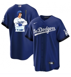 Men Los Angeles Dodgers 17 Shohei Ohtani Blue Big Logo City Connect Cool Base Stitched Jersey 5 Men Los Angeles Dodgers 17 Shohei Ohtani Blue Big Logo City Connect Cool Base Stitched Jersey 5