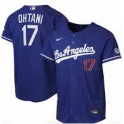 Men Los Angeles Dodgers 17 Shohei Ohtani Blue Stitched Baseball Stadium Jersey