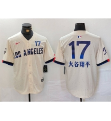 Men Los Angeles Dodgers 17 Shohei Ohtani Cream 2024 City Connect Limited Stitched Baseball Jersey