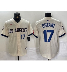 Men Los Angeles Dodgers 17 Shohei Ohtani Cream Stitched Baseball Jersey 1 II Men Los Angeles Dodgers 17 Shohei Ohtani Cream Stitched Baseball Jersey 1 II