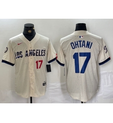 Men Los Angeles Dodgers 17 Shohei Ohtani Cream Stitched Baseball Jersey 2 II Men Los Angeles Dodgers 17 Shohei Ohtani Cream Stitched Baseball Jersey 2 II