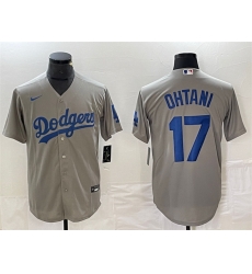 Men Los Angeles Dodgers 17 Shohei Ohtani Grey Cool Base Stitched Jersey Men Los Angeles Dodgers 17 Shohei Ohtani Grey Cool Base Stitched Jersey