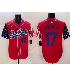 Men Los Angeles Dodgers 17 Shohei Ohtani Red Limited Stitched Baseball Jersey