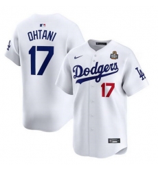Men Los Angeles Dodgers 17 Shohei Ohtani White 2024 World Series Home Limited Stitched Baseball Jersey Men Los Angeles Dodgers 17 Shohei Ohtani White 2024 World Series Home Limited Stitched Baseball Jersey
