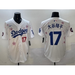 Men Los Angeles Dodgers 17  Shohei Ohtani White 2025 Tokyo Series Limited Stitched Baseball Jersey
