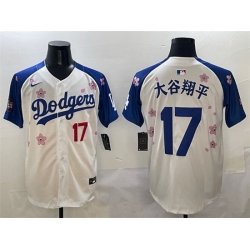 Men Los Angeles Dodgers 17  Shohei Ohtani White Royal 2025 Tokyo Series Limited Stitched Baseball Jersey