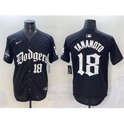 Men Los Angeles Dodgers 18 Yoshinobu Yamamoto Black 2025 LA Gothic Style With 2024 World Series Champions Patch Vapor Premier Limited Stitched Baseball Jer