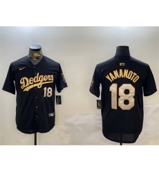 Men Los Angeles Dodgers 18 Yoshinobu Yamamoto Black Gold Limited Stitched Baseball Jersey Men Los Angeles Dodgers 18 Yoshinobu Yamamoto Black Gold Limited Stitched Baseball Jersey