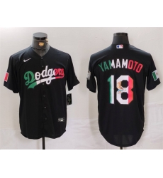 Men Los Angeles Dodgers 18 Yoshinobu Yamamoto Black Mexico Cool Base Stitched Baseball Jersey Men Los Angeles Dodgers 18 Yoshinobu Yamamoto Black Mexico Cool Base Stitched Baseball Jersey