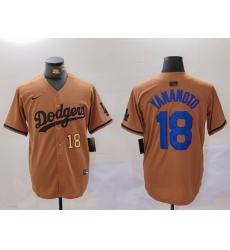 Men Los Angeles Dodgers 18 Yoshinobu Yamamoto Brown Cool Base Stitched Baseball Jersey 1 Men Los Angeles Dodgers 18 Yoshinobu Yamamoto Brown Cool Base Stitched Baseball Jersey 1