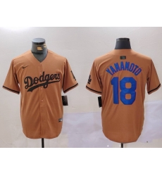 Men Los Angeles Dodgers 18 Yoshinobu Yamamoto Brown Cool Base Stitched Baseball Jersey 2 Men Los Angeles Dodgers 18 Yoshinobu Yamamoto Brown Cool Base Stitched Baseball Jersey 2