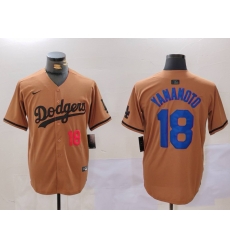 Men Los Angeles Dodgers 18 Yoshinobu Yamamoto Brown Cool Base Stitched Baseball Jersey 6 Men Los Angeles Dodgers 18 Yoshinobu Yamamoto Brown Cool Base Stitched Baseball Jersey 6